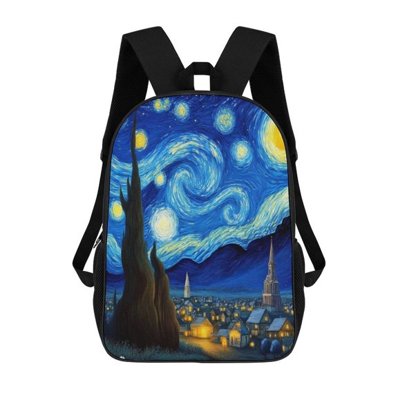 Starry Night-1 Backpack Durable adolescent Laptop Canvas BagsBusiness Daypack for Men Women