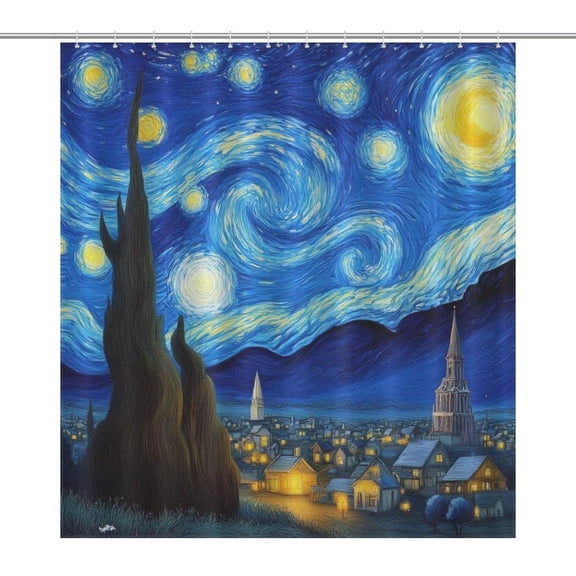 Starry Night-1 Shower Curtain Bathtub Decor Bathroom Fabric Waterproof Curtains Shower