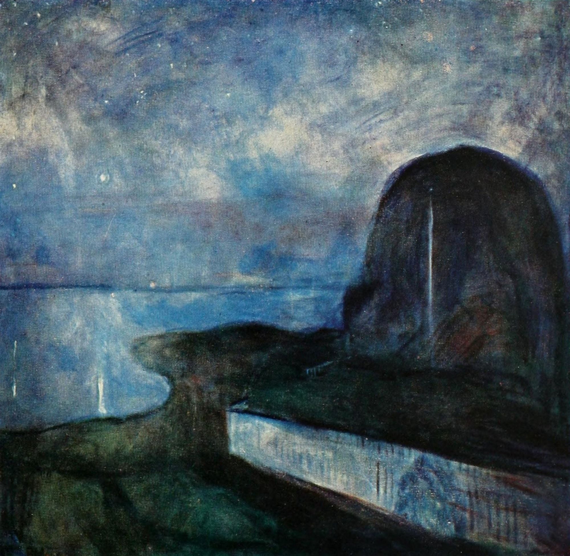 Starry Night 1893 Canvas Art - Edvard Munch (18 x 24)