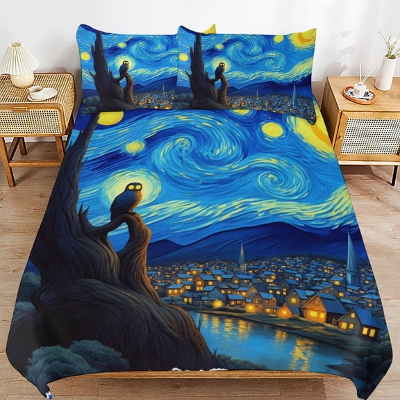 Starry Night 3D Duvet Cover 3pcs Set Bedding Set Polyester Microfiber Quilt Cover for Bedroom Decoration Queen