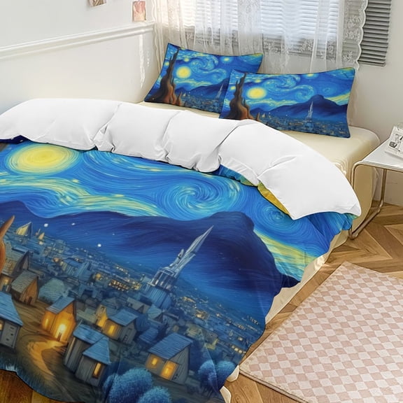 Starry Night 3D Set Duvet Cover Quilt Cover Theme for Queen Size