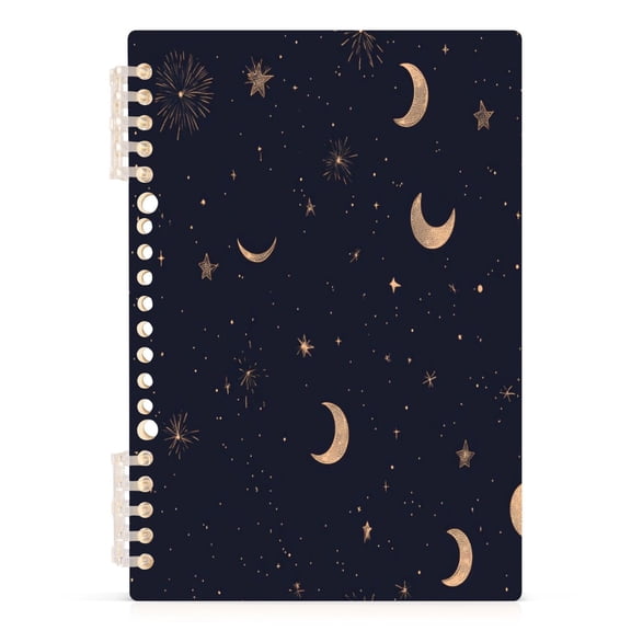 Starry Night A5 8.3x5.7in PP Notebook, Adjustable Rings, 60 Sheets, Diary or Journey Note