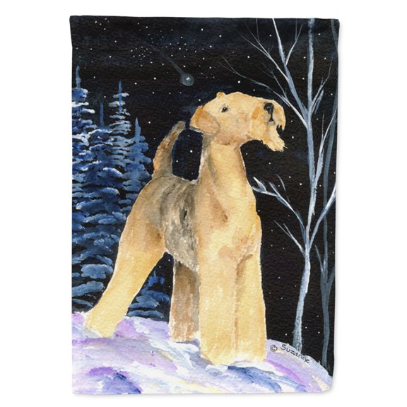Starry Night Airedale Flag Canvas House Size