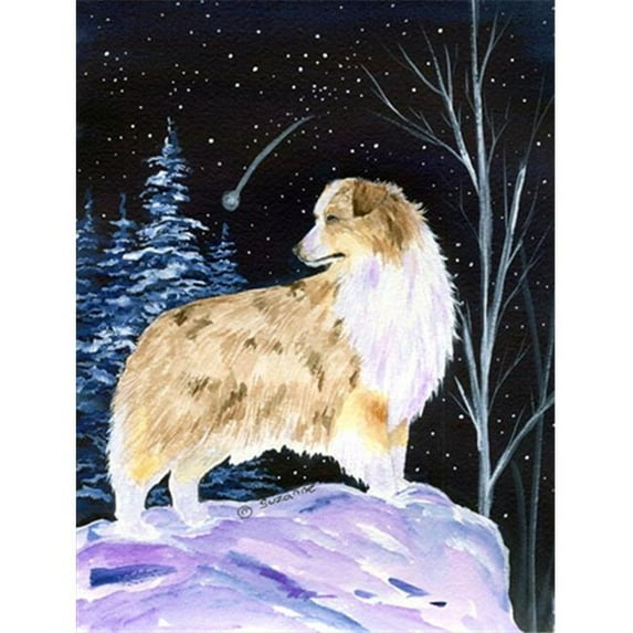 Starry Night Australian Shepherd Flag - Garden Size