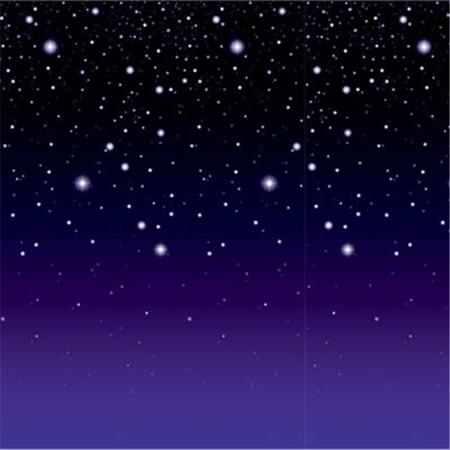 Starry Night Blue and Black Party Backdrop - Pack of 6