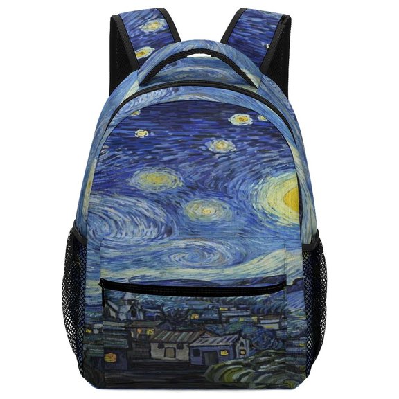 Starry Night Backpack Men Women Teenage Daypack College Canvas Bags Lightweight