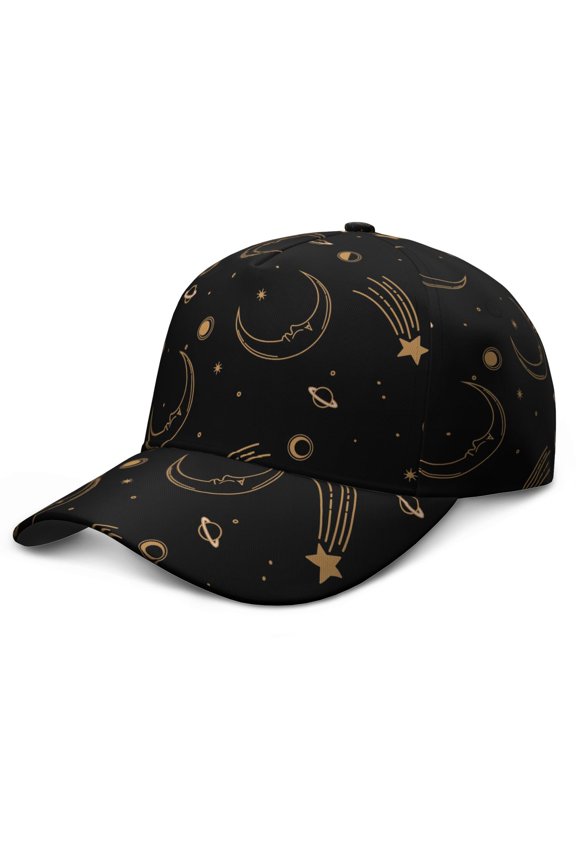 Starry Night Baseball Cap – Gothic Sun Moon Celestial Style Dad Hat, Comfortable, Adjustable, Gift for Him or Her