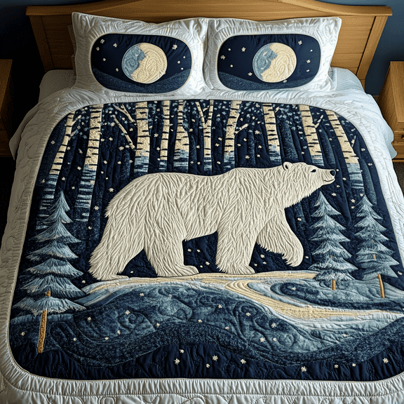 Starry Night Bear Quilted Bedding Set , 3-Piece Bedding Set