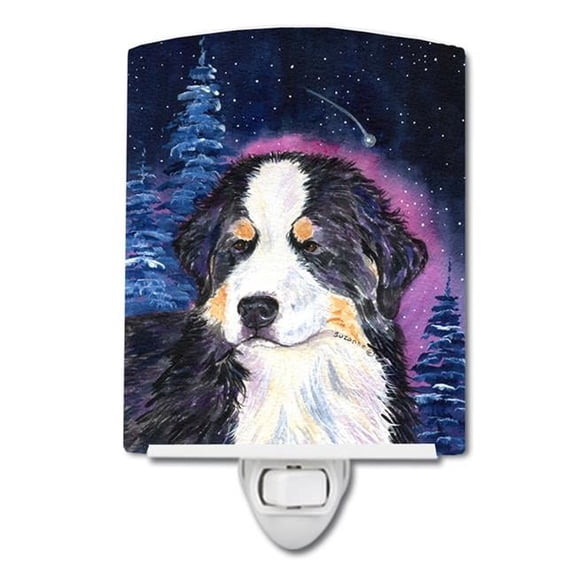 Starry Night Bernese Mountain Dog Ceramic Night Light