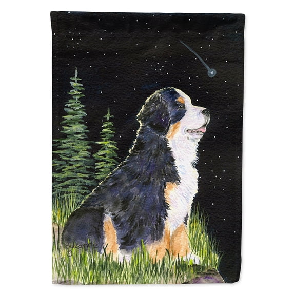 Starry Night Bernese Mountain Dog Garden Flag