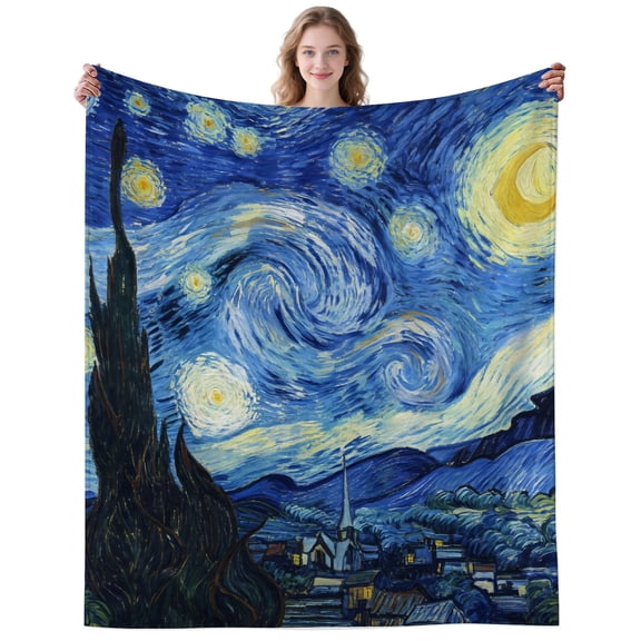 Starry Night Blanket Gifts for Women Men Adults Starry Lovers Soft Lightweight Blue Sky Throw Blankets for Bedding Office Decor Birthday Gifts 50×40 Inch