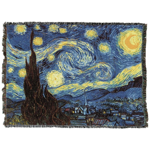 Pure Country Weavers Starry Night Blanket by Vincent Van Gogh - Fine Art Tapestry Throw Woven from Cotton - Made in The USA (72x54)
