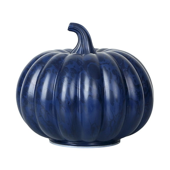 Starry Night Blue Glass Pumpkin Light with Timer, with Lights Inside, Battery Operated Led Pumpkin Lamp, Ideal for Halloween Fall Decoration, Thanksgiving Rustic Decor, Xmas Decor