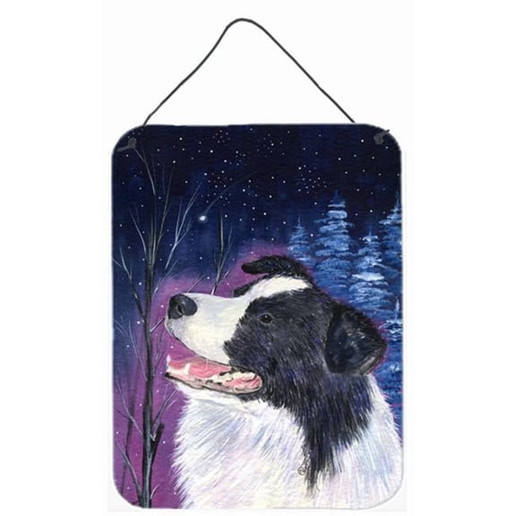 Starry Night Border Collie Aluminium Metal Wall Or Door Hanging Prints