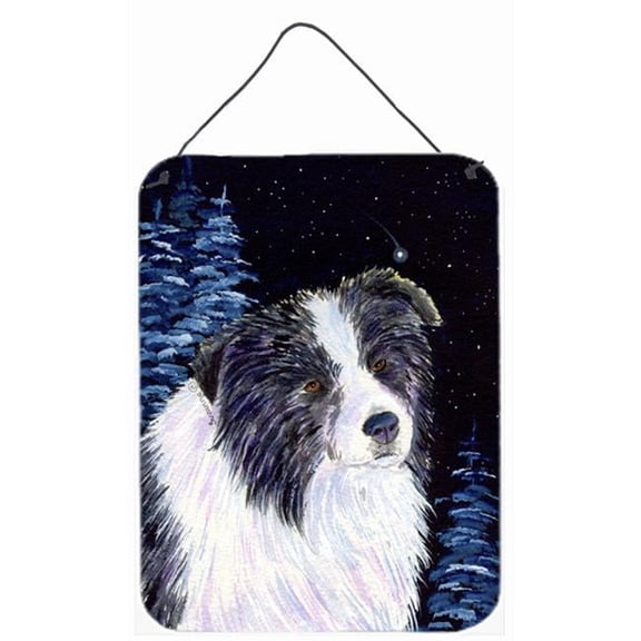 Starry Night Border Collie Aluminium Metal Wall Or Door Hanging Prints