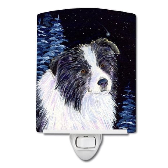 Starry Night Border Collie Ceramic Night Light