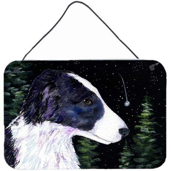 Starry Night Border Collie Indoor Aluminium Metal Wall Or Door Hanging Prints
