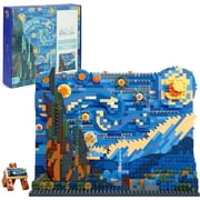 The Starry Night Building Set for Adults, Vincent Van Gogh Micro Mini Building Blocks for Display, Ideas Art Project for Home Decor, Not Compatible with Lego Set (1858 PCS)