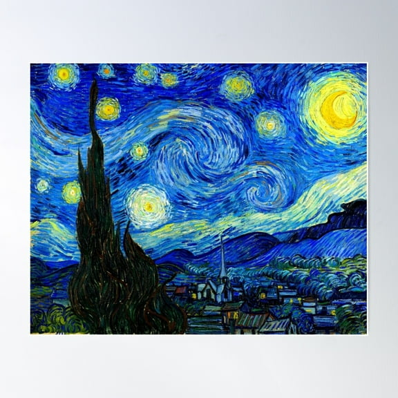 Starry Night By Van Gogh Poster Wall Art, Modern Wall Decor For Living Room Bedroom, 8x12 UNFRAMED