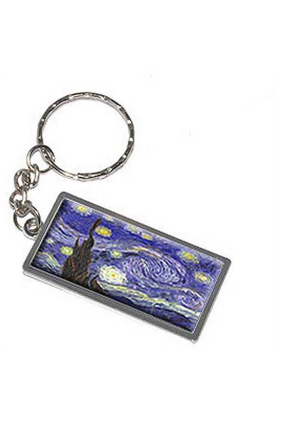 Starry Night By Vincent Van Gogh Keychain Key Chain Ring