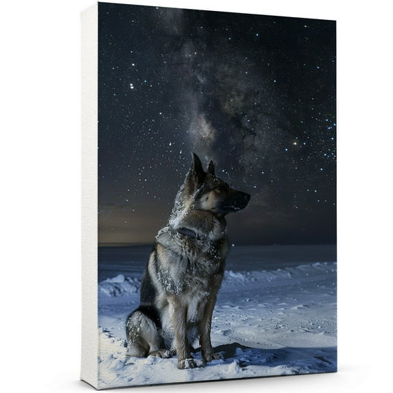Starry Night Canvas Inspired Norwegian Elkhound Dog Pet Family Friend Peace Oil Painting Art Print Poster Wall Decor