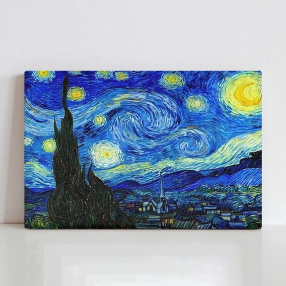 Starry Night Canvas Poster with Rigid Inner Frame Suitable for Retro Night Sky Art Decoration on Living Rooms / Bedrooms / Studies / Rental Apartments 18x12in
