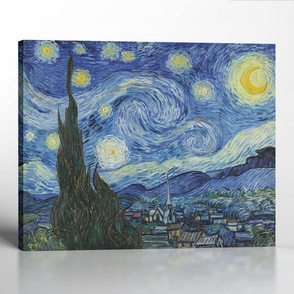 Starry Night Canvas Print, Van Gogh Wall Art, Starry Night Canvas Wall Art, Vincent Van Gogh Wall Art , Ready To Hang for Living Room Home Wall Décor 16x20