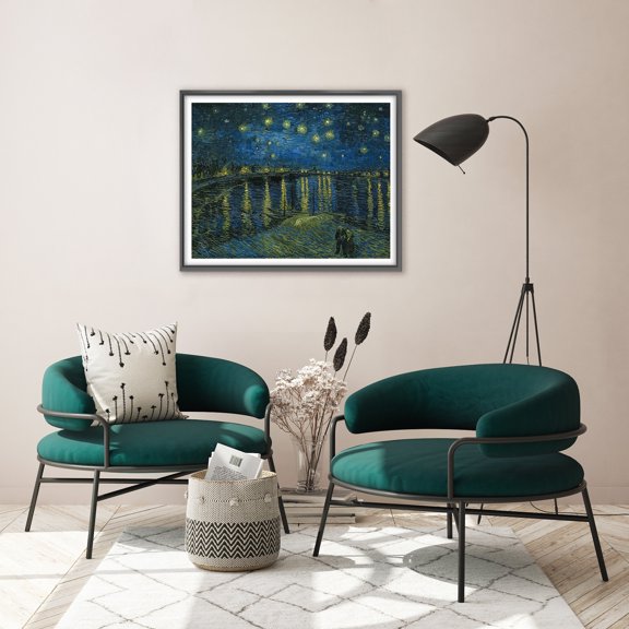 Starry Night Canvas Prints of Vincent Van Gogh Famous Oil Paintings Reproduction, Framed Nature Wall Art Canvas Poster, 8" X 10"