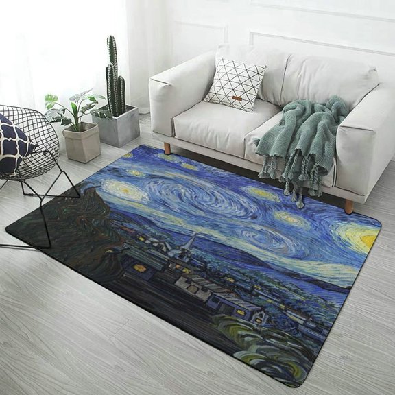 Starry Night Carpet Soft Comfy Rug for Home Living Room Bedroom Doormat Decor Area Rug Non-slip Mat 47"x 31.5"