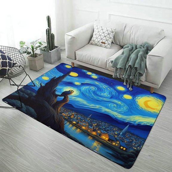 Starry Night Carpet Style Living Room Bedroom Soft Comfy Rug Modern 3d Entry Mats Household