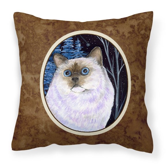 Starry Night Cat - Birman Fabric Decorative Pillow