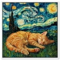 thumbnail image 1 of Starry Night Cat Canvas Trendy Animal Art by Art Remedy, White Frame, 20" x 20", 1 of 7