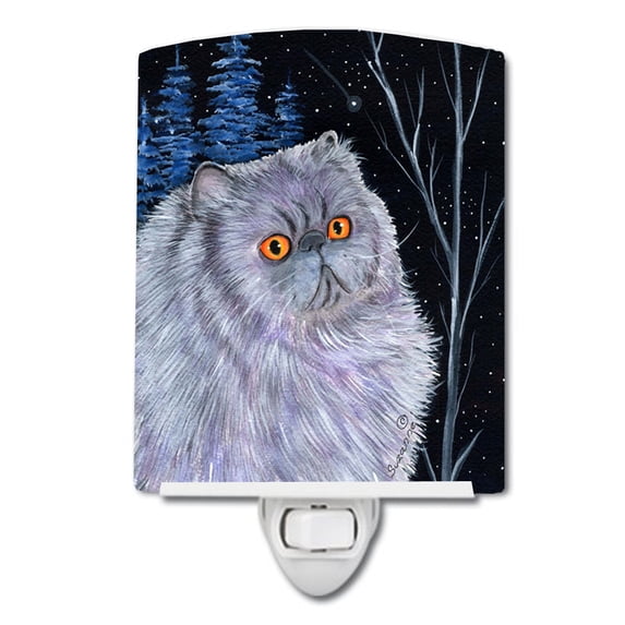 Starry Night Cat - Persian Ceramic Night Light