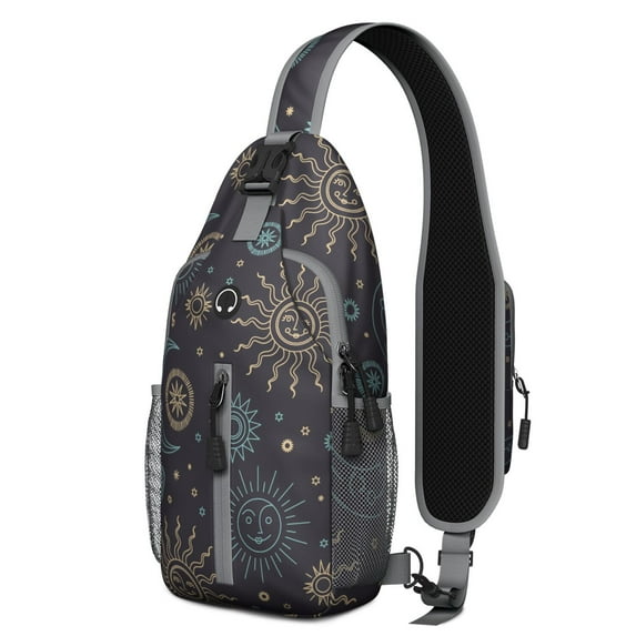 Starry Night Celestial Sling Backpack with Gothic Astrology Print, Lightweight Crossbody Daypack, Adjustable Strap, Durable for Students, Travelers, and Outdoor Activities