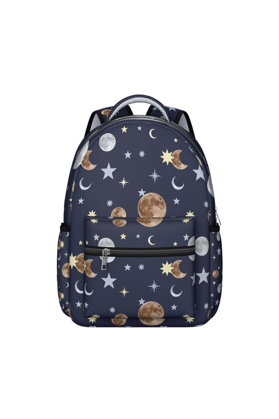 Starry Night Celestial Students Backpack Galaxy Outer Space Nebula Cosmic Design, Lightweight and Wear-Resistant School Bag