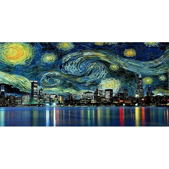 Starry Night Chicago - CANVAS OR PRINT WALL ART
