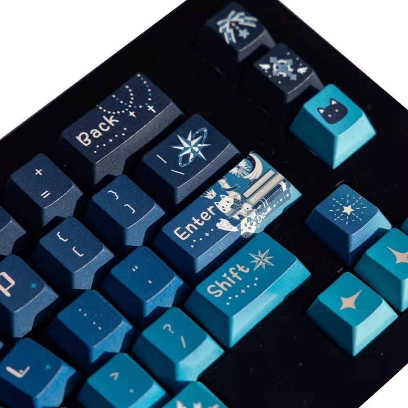 Starry Night Cloister Theme Keycap Set 139Keys PBT Custom Blue Keyboard Cap Cherry Profile KeyCap for Mechanical Keyboard Gift