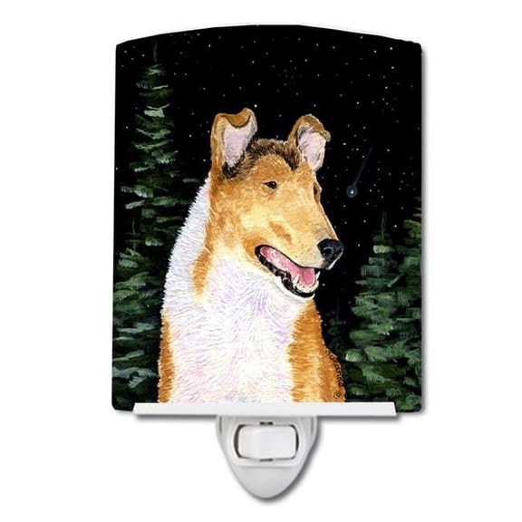 Starry Night Collie Smooth Ceramic Night Light