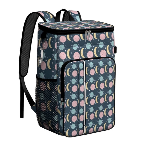 Starry Night Cooler Backpack - Insulated 20L Leakproof Soft Cooler Bag for Beach, Camping & Hiking, Fits 26 Cans, Celestial & Moon and Stars Design