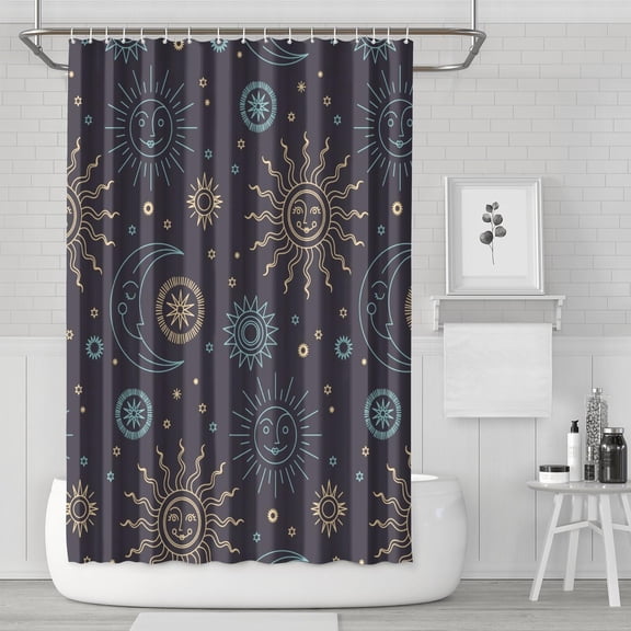 Starry Night Cosmic Shower Curtain - Goth Witchy Aesthetic Waterproof Quick-Dry Bathroom Drape with Reinforced Grommets & 12 Hooks 72x72
