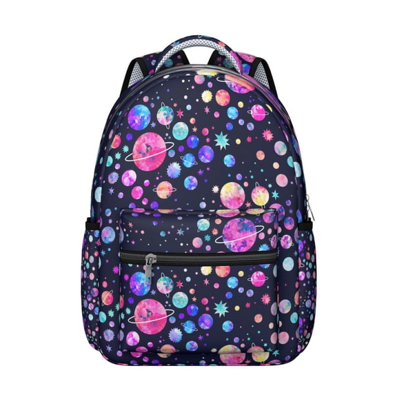 Starry Night Cosmic Students Backpack Galaxy Sci-fi Lovers Outer Space Design, Adjustable Straps and Wear-Resistant School Bag
