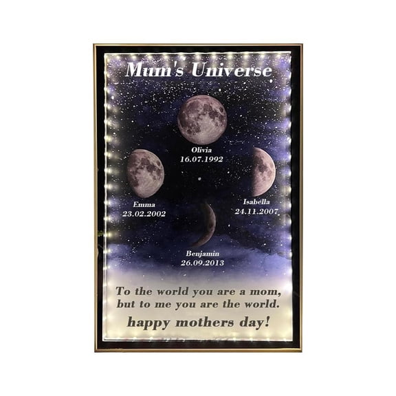 Starry Night Customize Birth Moon Phase Mirror Light Box Lot F7 E0V8