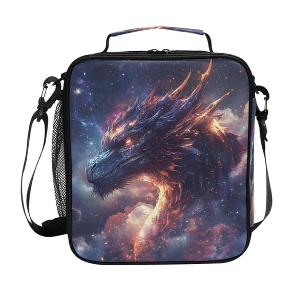 Starry Night Dragon Insulated Lunch Bag Reusable Lunch Box Lunch Container with Straps