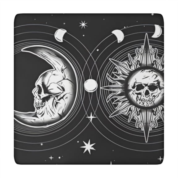 Starry Night Elastic Table Cover - Gothic Constellation Map Square Tablecloth for Kitchen, Patio (34x34 Inches, Wrinkle-Free)