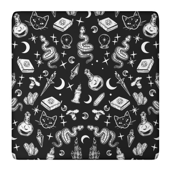 Starry Night Elastic Table Cover - Gothic Constellation Map Square Tablecloth for Kitchen, Patio (36x36 Inches, Wrinkle-Free)