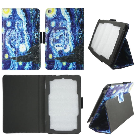 Starry Night Folio Case for Kindle Fire 7 2015 Slim Fit PU Leather Lightweight Standing Cover for Amazon Fire 7 inch Tablet (5th Generation - 2015 release)