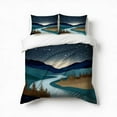 thumbnail image 1 of Starry Night Forest River Bedding Set 3 Pcs Soft Microfiber Quilt Cover For Bedroom Decor, Comforter Cover With 2 Pillowcase, 1 of 5