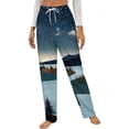 thumbnail image 1 of Starry Night Forest River Winter Female Pants Flannel High Waist Women Pants Lady Warm Straight Leg Plush Trousers, 1 of 7