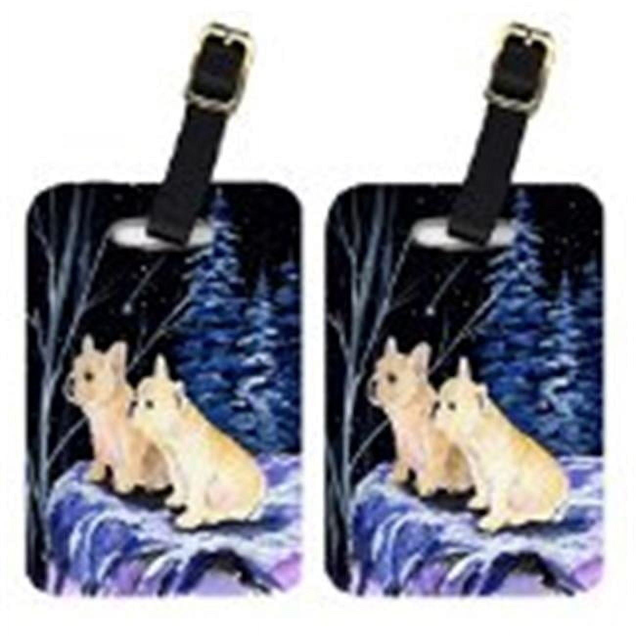 Lot De 2 étiquettes à Bagages French Bulldog - Simili Cuir, Chien