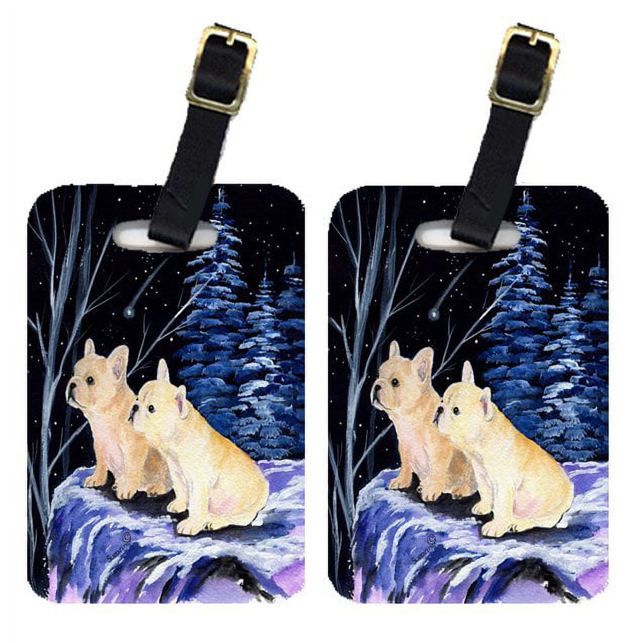 Daiia French Bulldog Taking a Bath Durable Luggage Tags with Secure